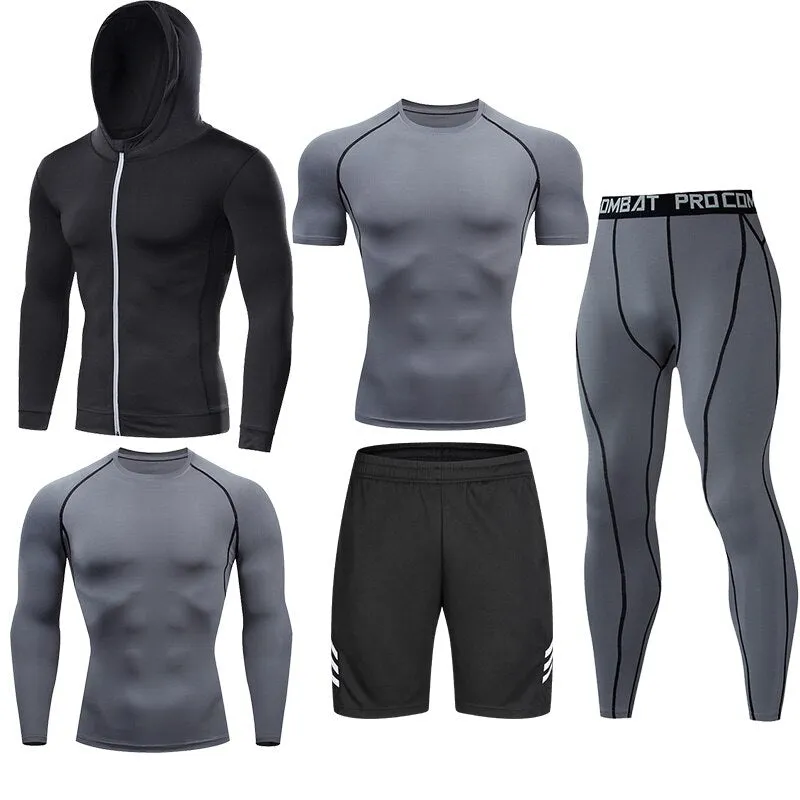 Men Tracksuit Sports Suit Gym Compression Clothing Fitness Running Set Jogging Sportwear Long Sleeves Shirts Sport Suit Rashgard