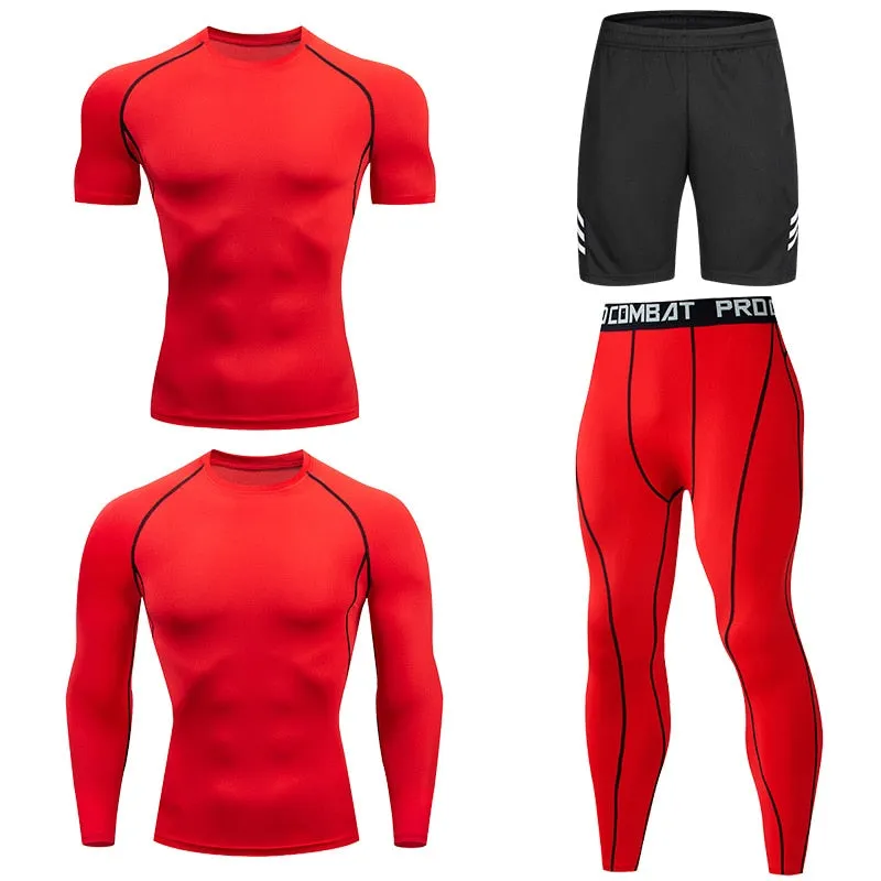 Men Tracksuit Sports Suit Gym Compression Clothing Fitness Running Set Jogging Sportwear Long Sleeves Shirts Sport Suit Rashgard