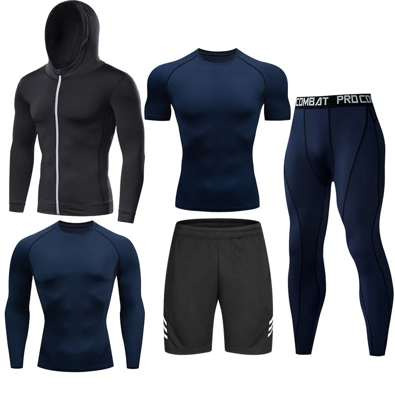 Men Tracksuit Sports Suit Gym Compression Clothing Fitness Running Set Jogging Sportwear Long Sleeves Shirts Sport Suit Rashgard