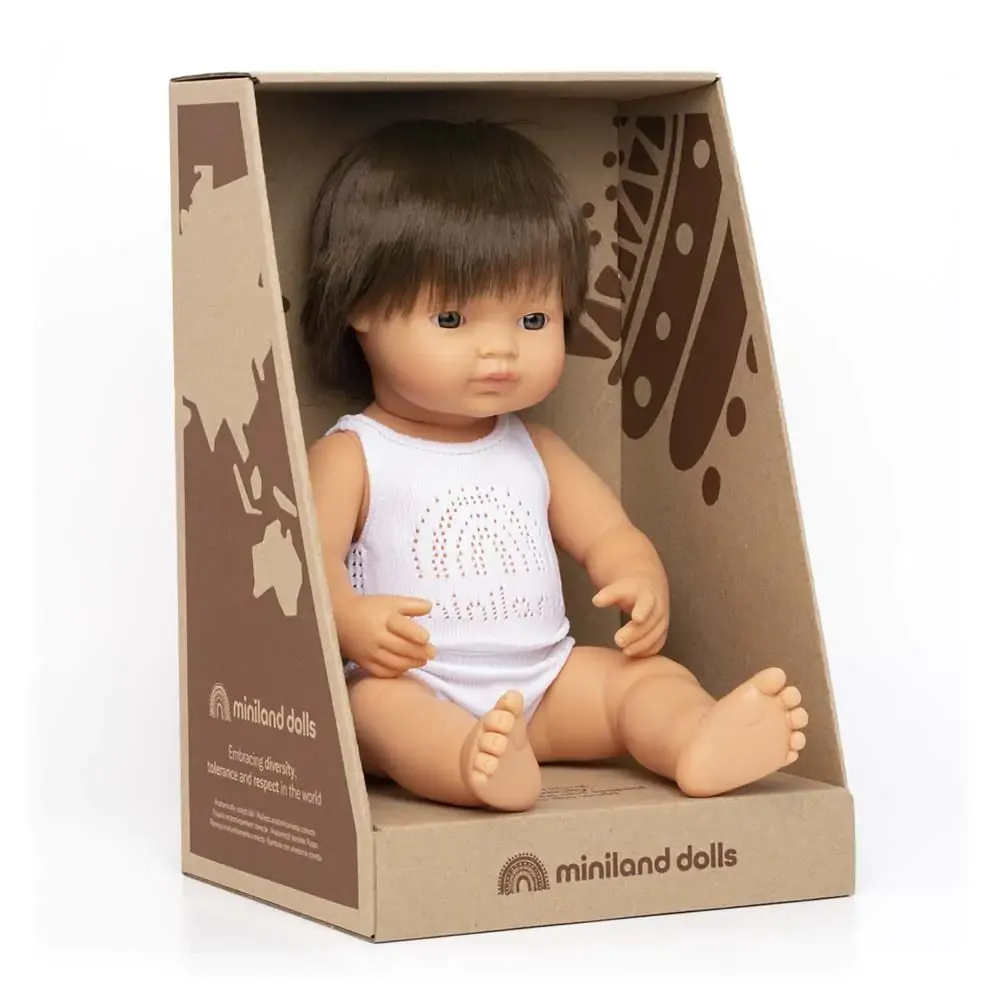 Miniland - Baby Doll - Caucasian Brunette Boy 38cm