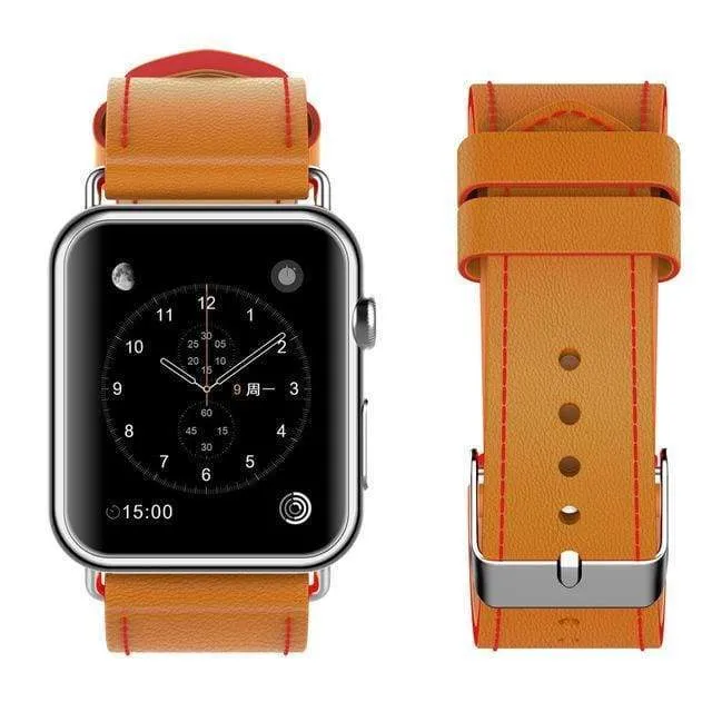 New Fashion Watchband for Apple Watch Band 44mm/ 40mm/ 42mm/ 38mm Watchband Genuine Leather Belt for Iwatch Series 1 2 3 4 5 6 Strap Leather