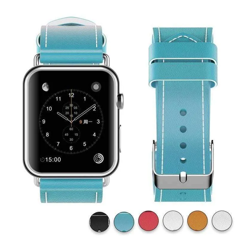 New Fashion Watchband for Apple Watch Band 44mm/ 40mm/ 42mm/ 38mm Watchband Genuine Leather Belt for Iwatch Series 1 2 3 4 5 6 Strap Leather