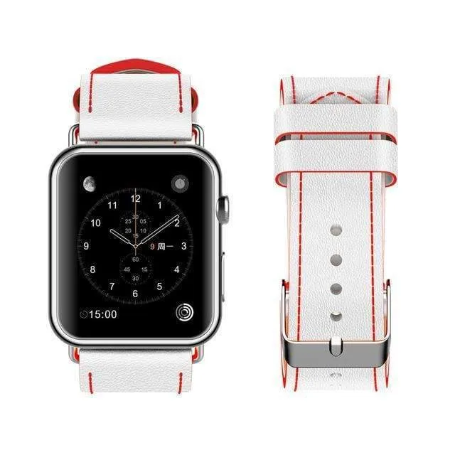 New Fashion Watchband for Apple Watch Band 44mm/ 40mm/ 42mm/ 38mm Watchband Genuine Leather Belt for Iwatch Series 1 2 3 4 5 6 Strap Leather