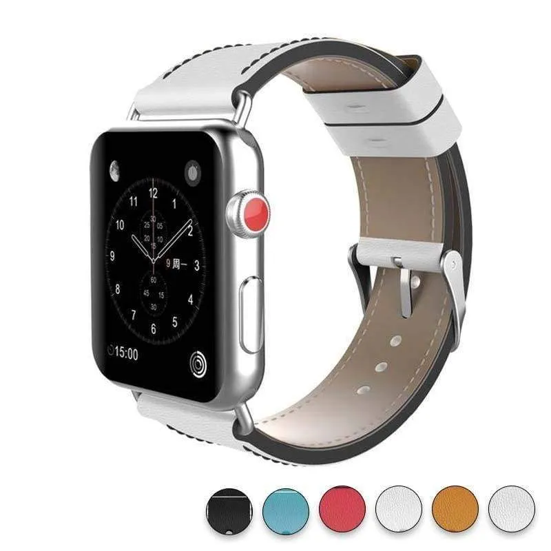 New Fashion Watchband for Apple Watch Band 44mm/ 40mm/ 42mm/ 38mm Watchband Genuine Leather Belt for Iwatch Series 1 2 3 4 5 6 Strap Leather