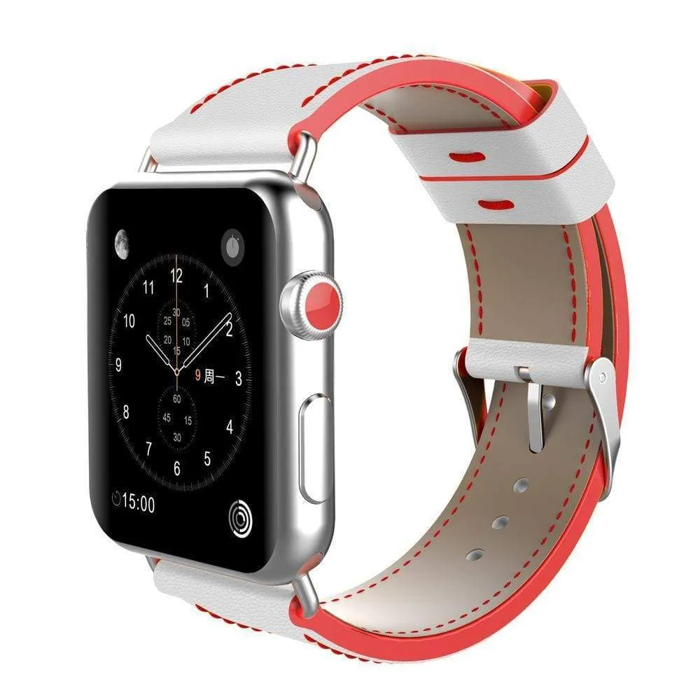 New Fashion Watchband for Apple Watch Band 44mm/ 40mm/ 42mm/ 38mm Watchband Genuine Leather Belt for Iwatch Series 1 2 3 4 5 6 Strap Leather