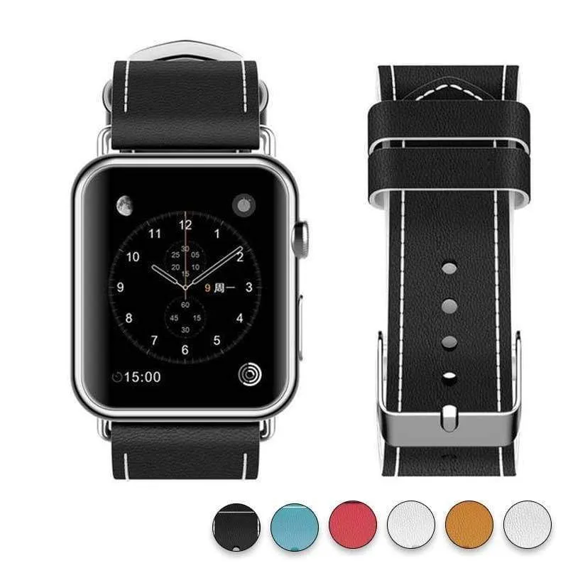 New Fashion Watchband for Apple Watch Band 44mm/ 40mm/ 42mm/ 38mm Watchband Genuine Leather Belt for Iwatch Series 1 2 3 4 5 6 Strap Leather