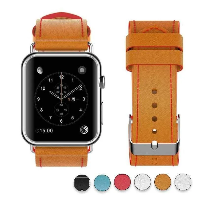 New Fashion Watchband for Apple Watch Band 44mm/ 40mm/ 42mm/ 38mm Watchband Genuine Leather Belt for Iwatch Series 1 2 3 4 5 6 Strap Leather