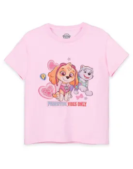 PAW Patrol Pawsitive Vibes Only Girls Pink Short Sleeved T-Shirt