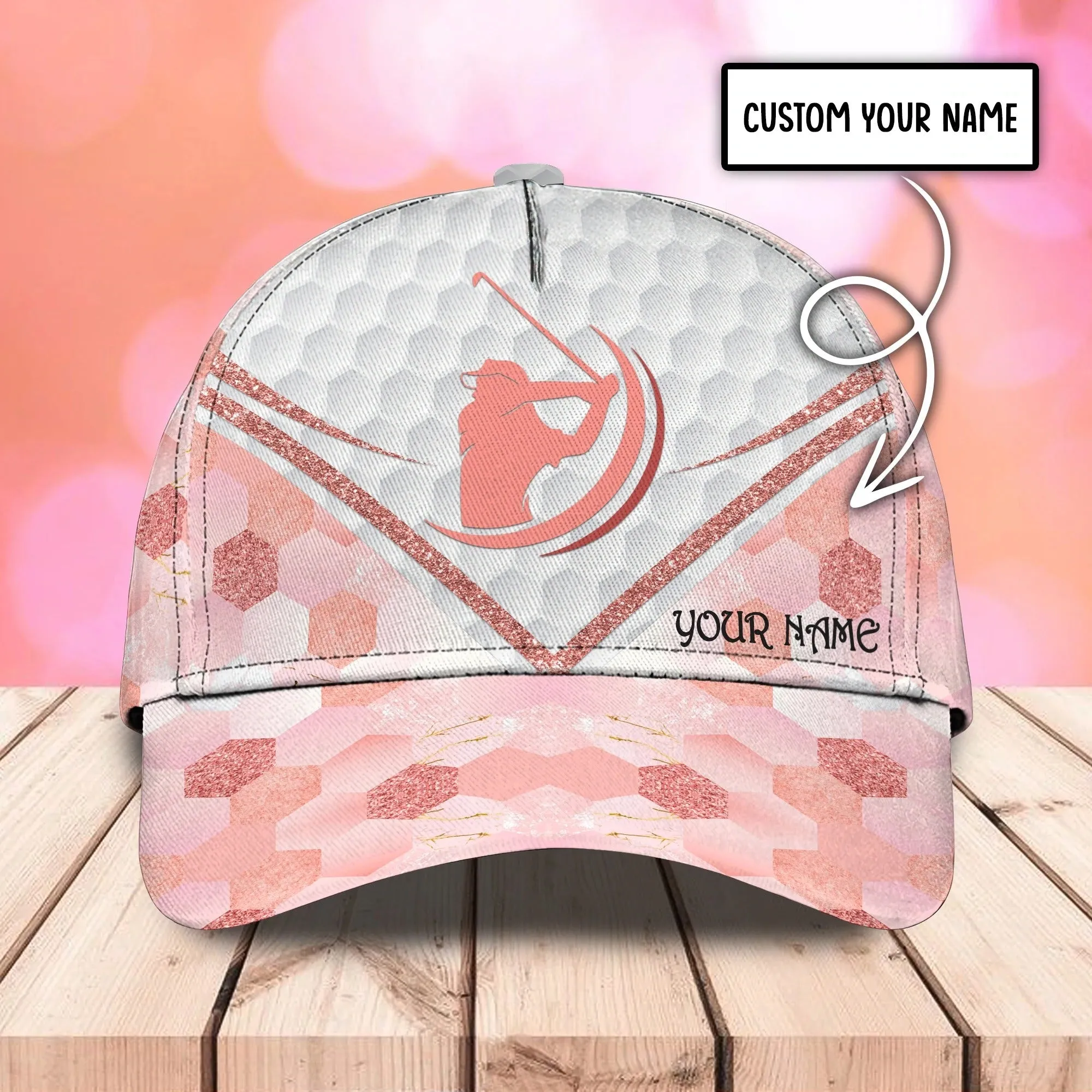 Personalized 3D Full Printed Cap For Girl Love Golf And Dog, 3D Golf Cap Hat For Her