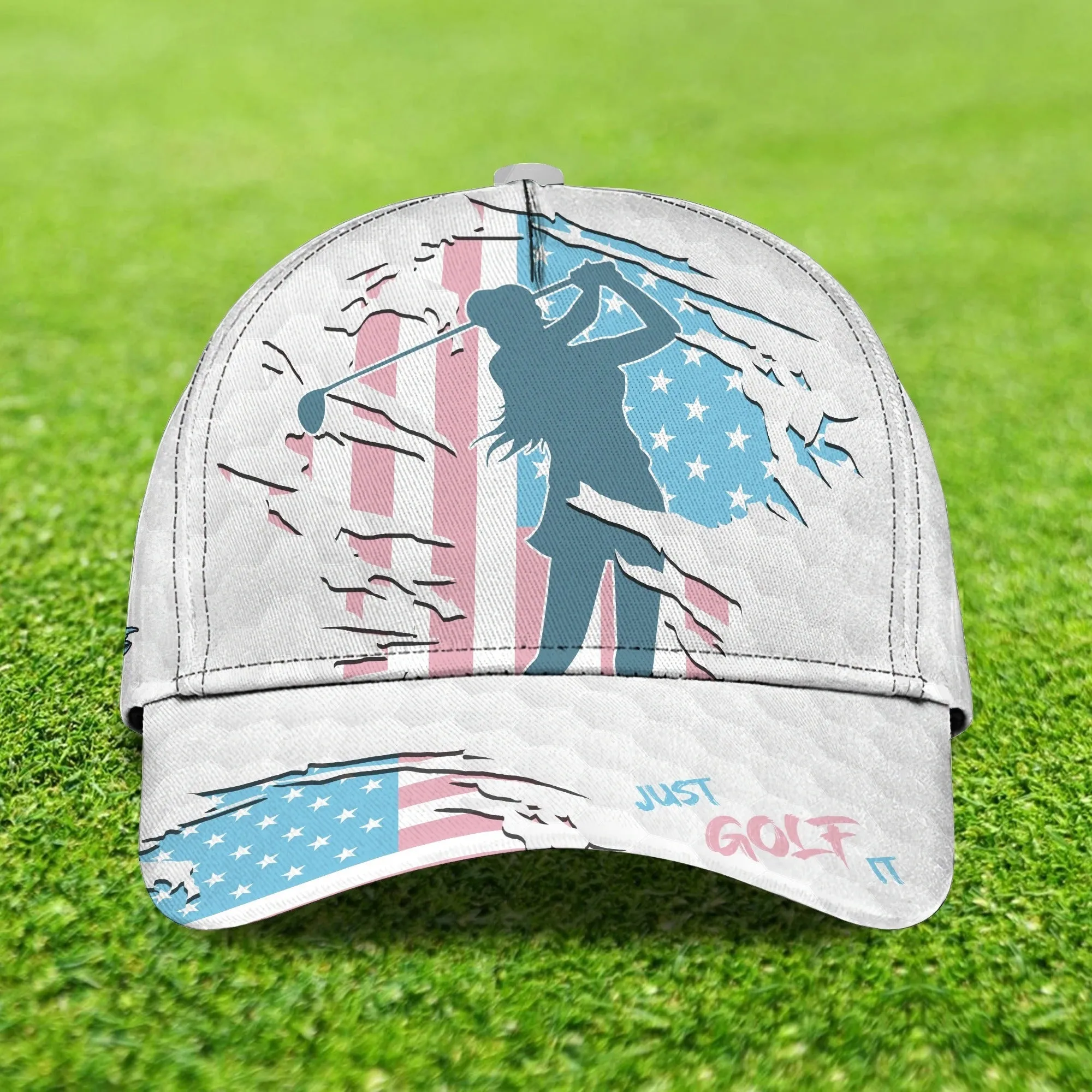 Personalized 3D Full Printed Cap For Girl Love Golf And Dog, 3D Golf Cap Hat For Her