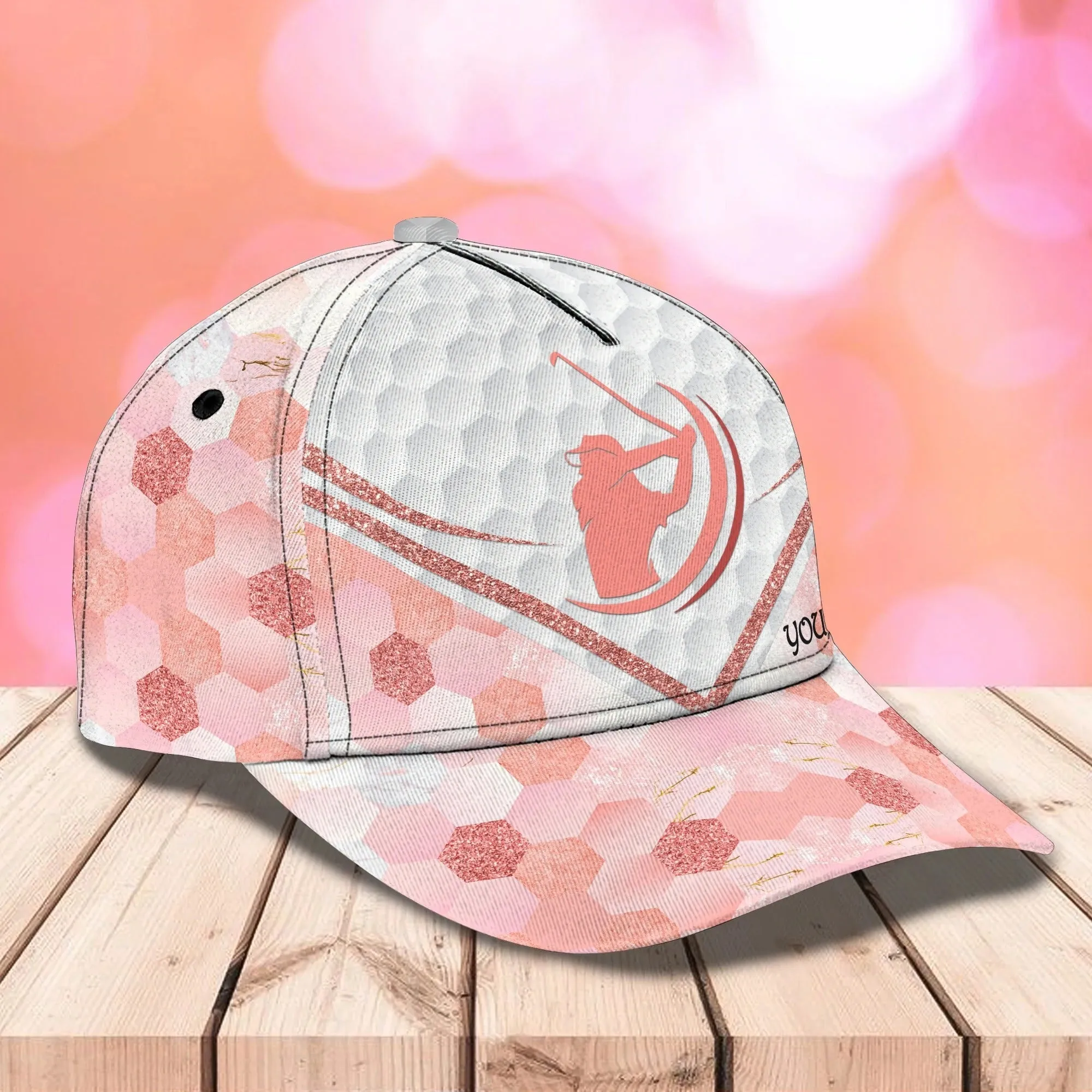 Personalized 3D Full Printed Cap For Girl Love Golf And Dog, 3D Golf Cap Hat For Her