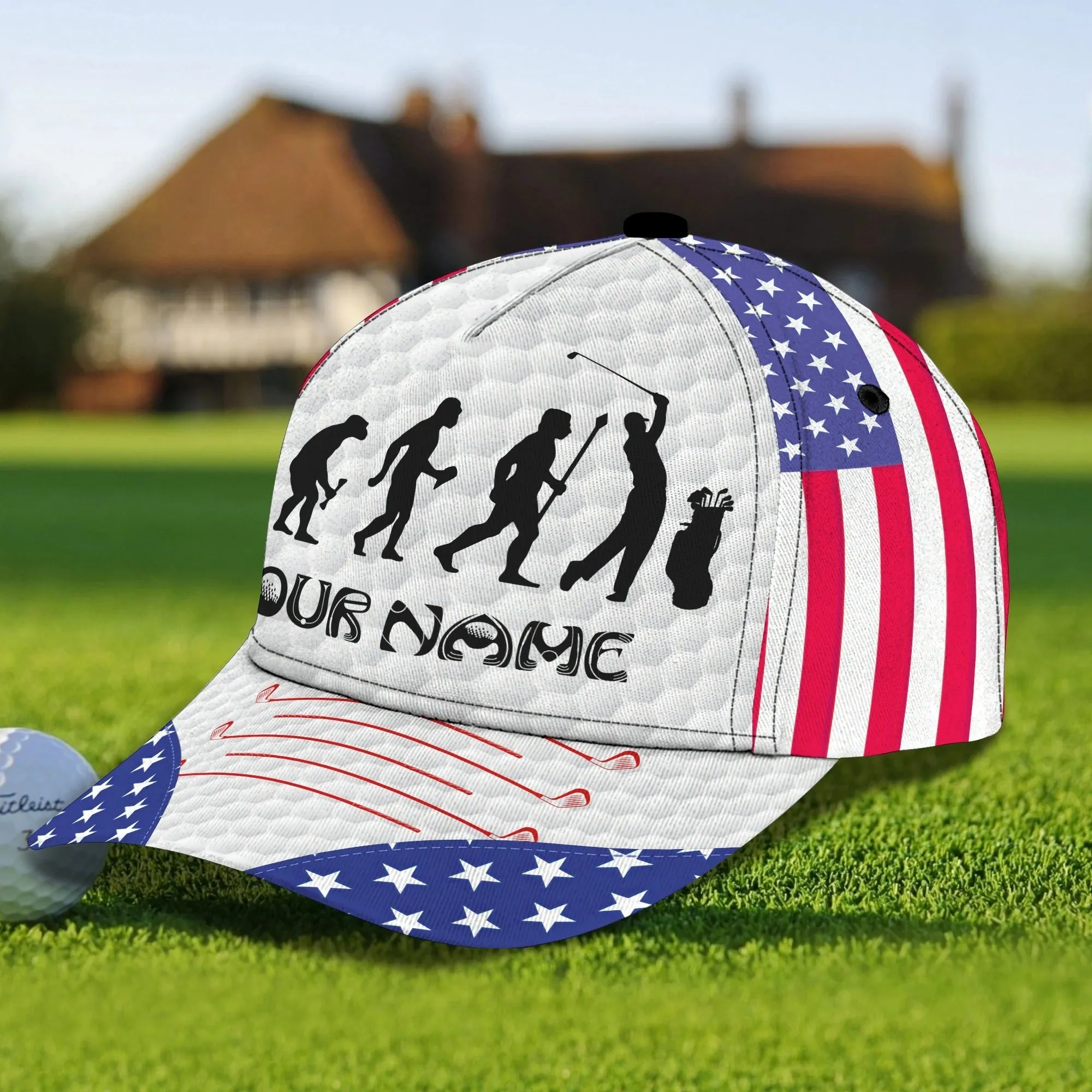 Personalized Progress Of A Golf Master 3D Cap Hat, I Love Golf Full Print White Cap Hat