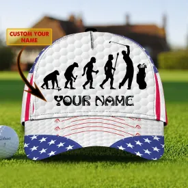 Personalized Progress Of A Golf Master 3D Cap Hat, I Love Golf Full Print White Cap Hat