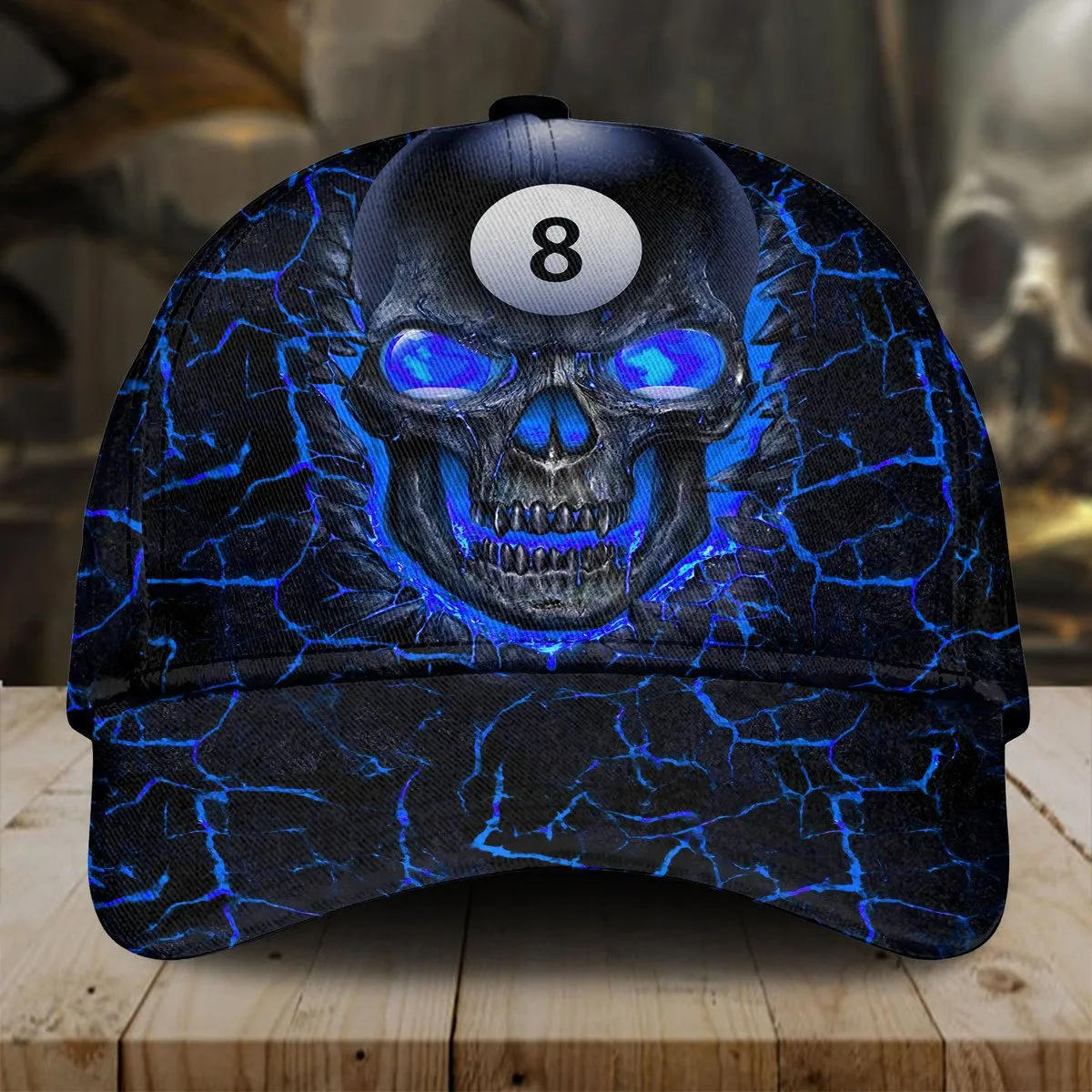 Personalized Skull 8 Ball Billiard Multi Color Classic Cap, Gift for Billiard Player, Skull Cap, Billiard Hat