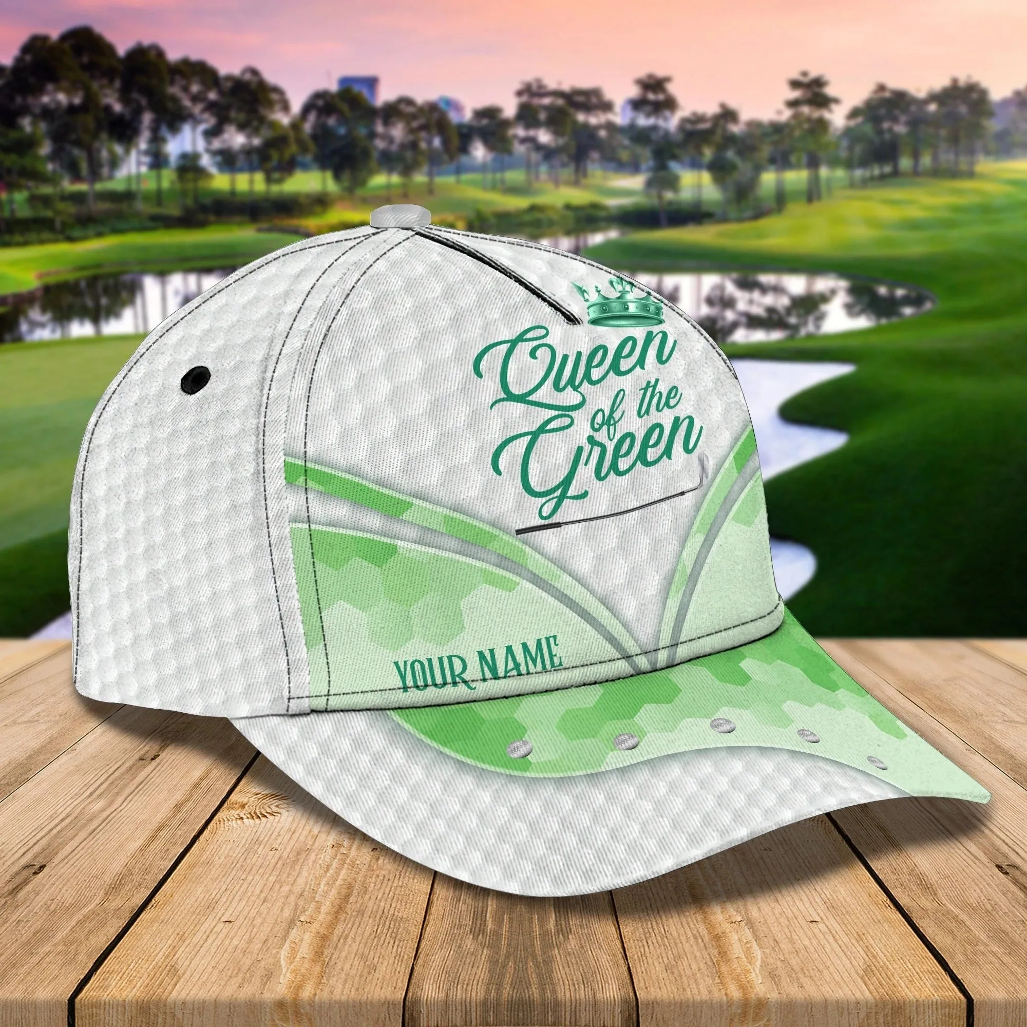 Personalized Womens Golf Cap, Queen Of The Green Baseball 3D Full Print Cap Hat For Golf Lover