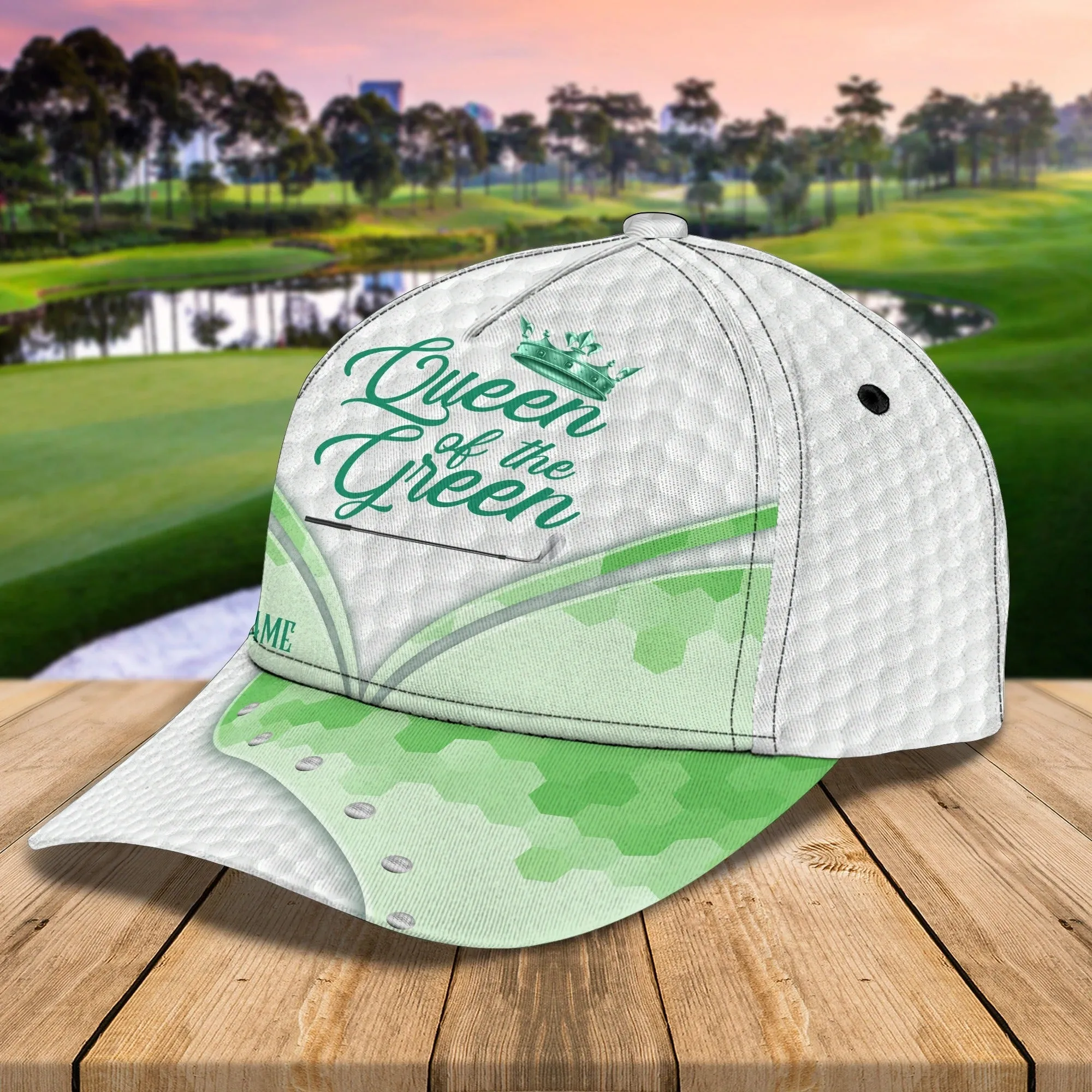 Personalized Womens Golf Cap, Queen Of The Green Baseball 3D Full Print Cap Hat For Golf Lover