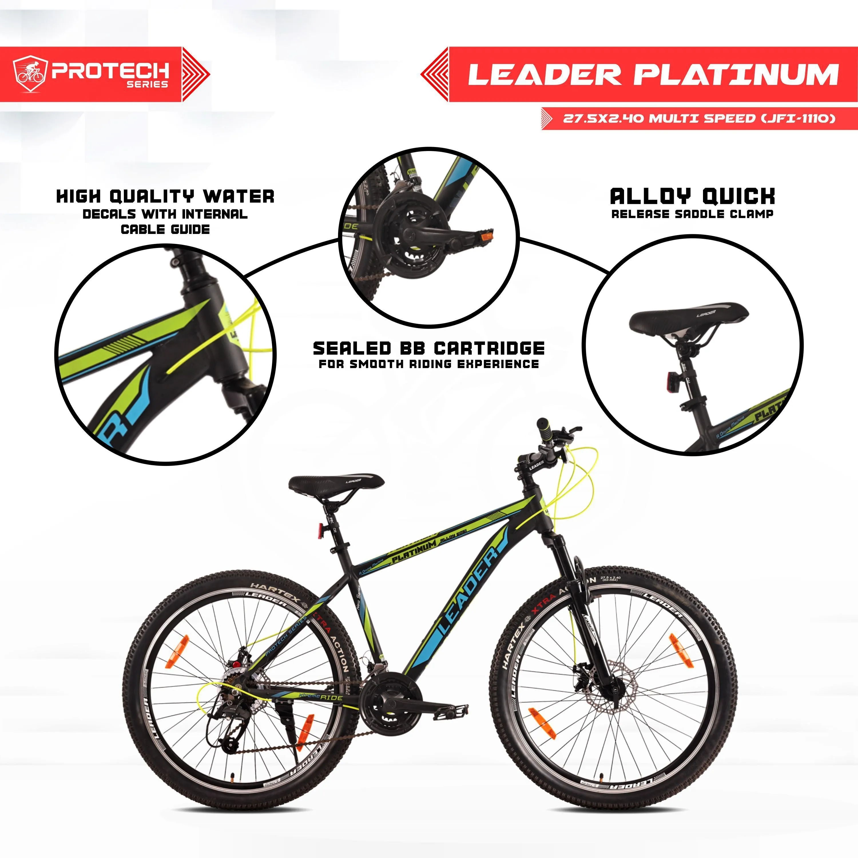 Platinum 27.5t [21-speed] Alloy Mtb Cycle With Front Suspension And Dual Disc 27.5 T  (21 Gear | Black)