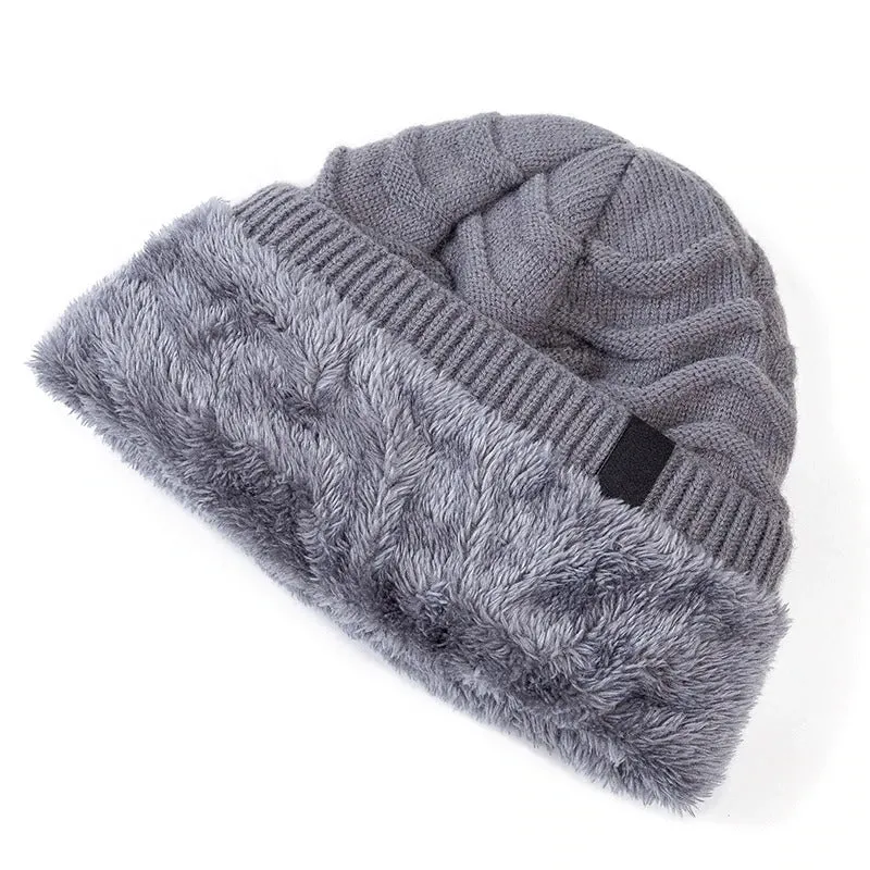 POWER Label Winter Wave Design Fur Lined Warm Ski Beanie Outdoor Knitted Woolen Warm Winter Cap