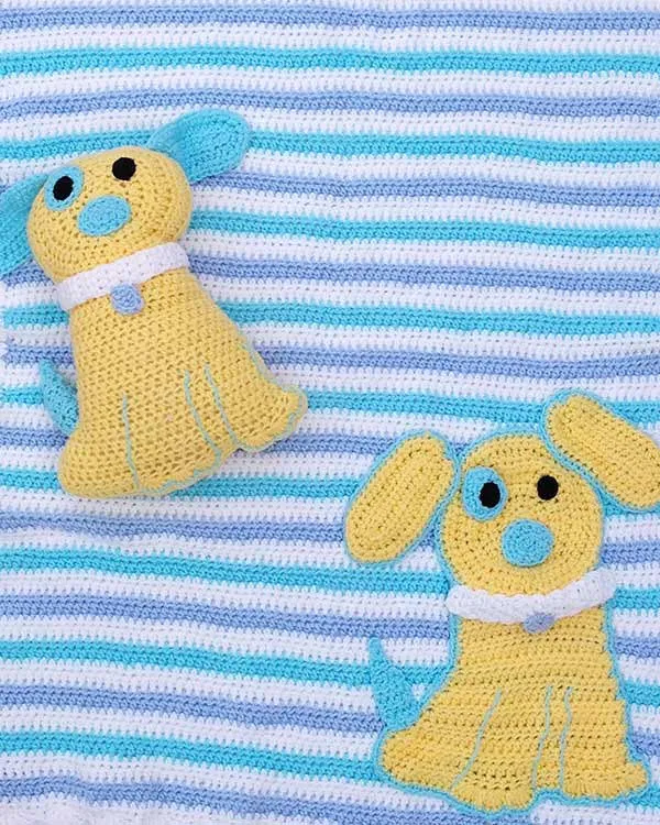 Ringo The Pup Afghan, Bib & Toy Crochet Pattern