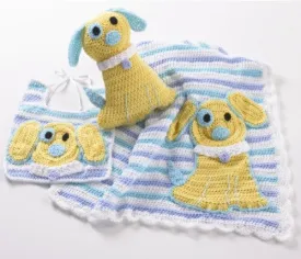 Ringo The Pup Afghan, Bib & Toy Crochet Pattern