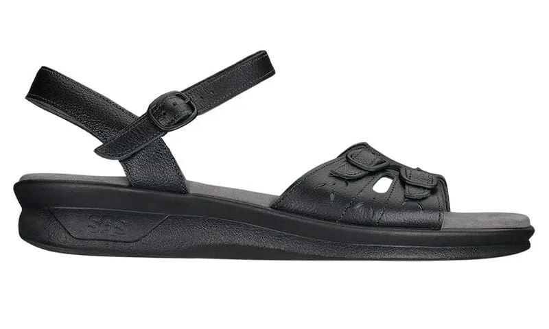 SAS Women's Duo Quarter Black Strap Sandal-DUO020-Made in USA-Brandy's Shoes