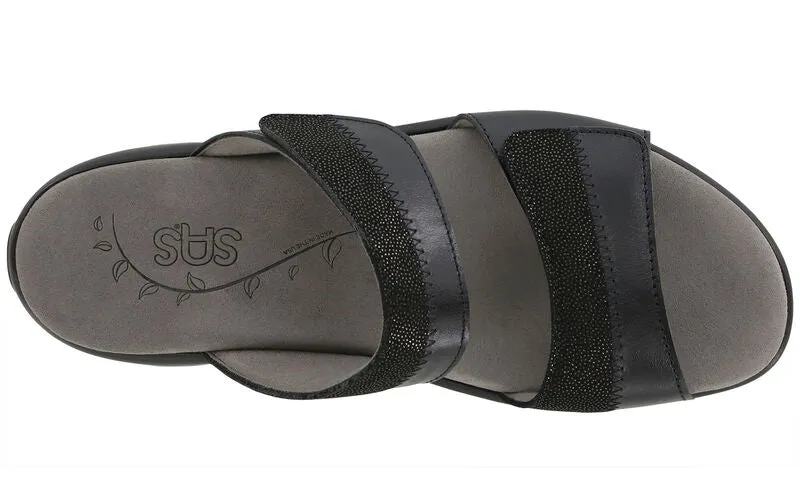 SAS Women's Nudu Slide Black/Midnight Leather Sandal-NUDU SLIDE350-Made in USA-Brandy's Shoes