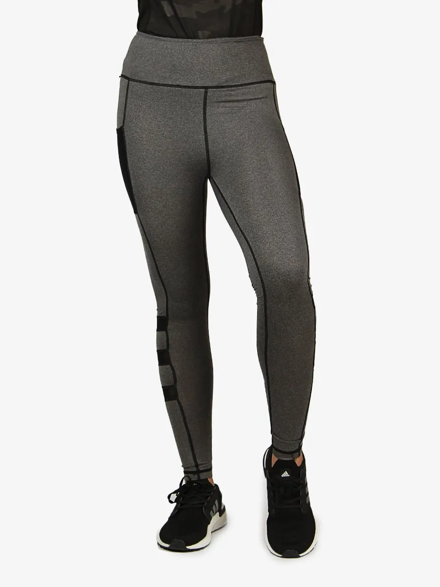 Solid Side Mesh - Compression Tights - 372 - Grey