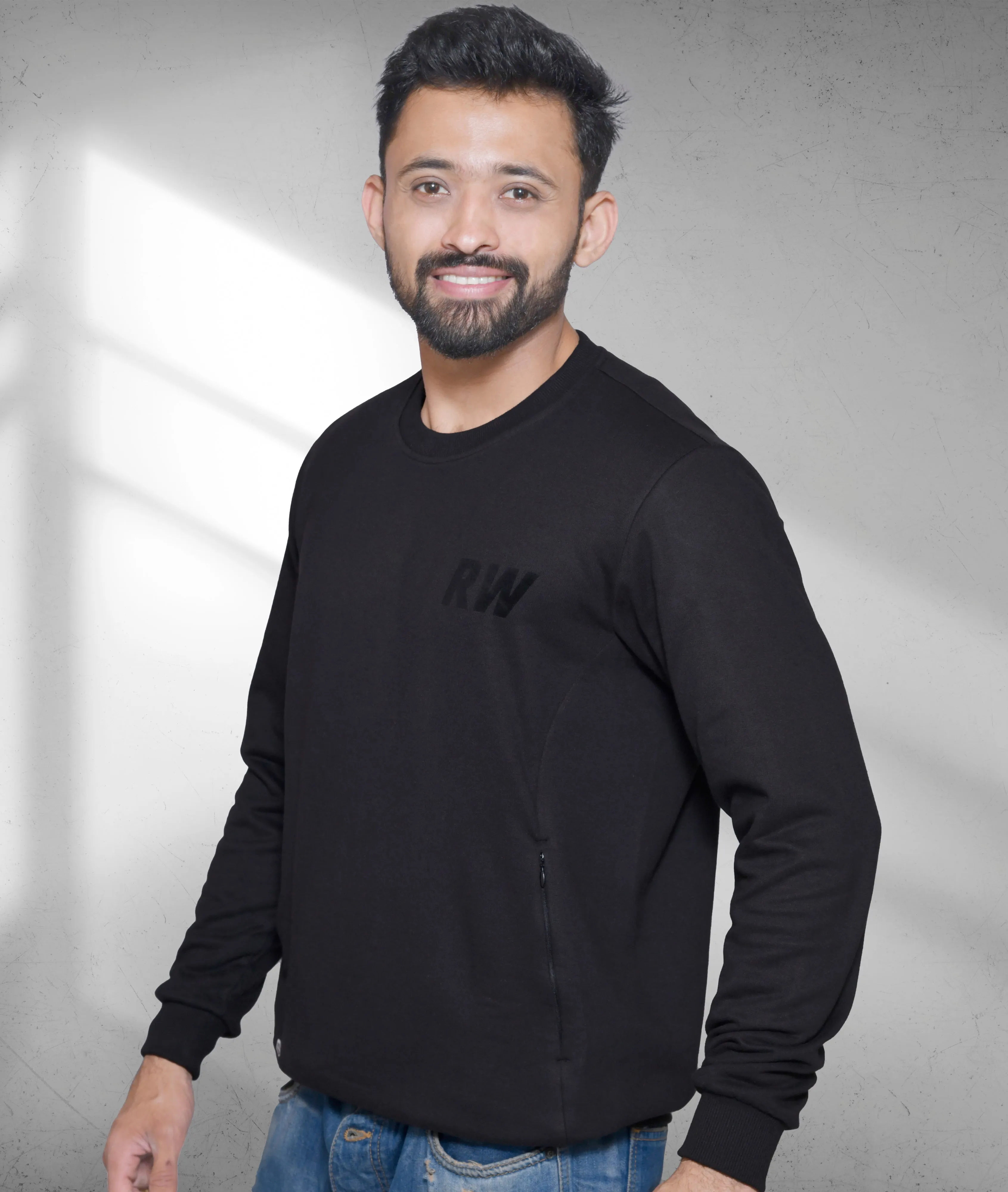 Sweatshirt Pullover Apparel Men Fleece RW Black RWM9002