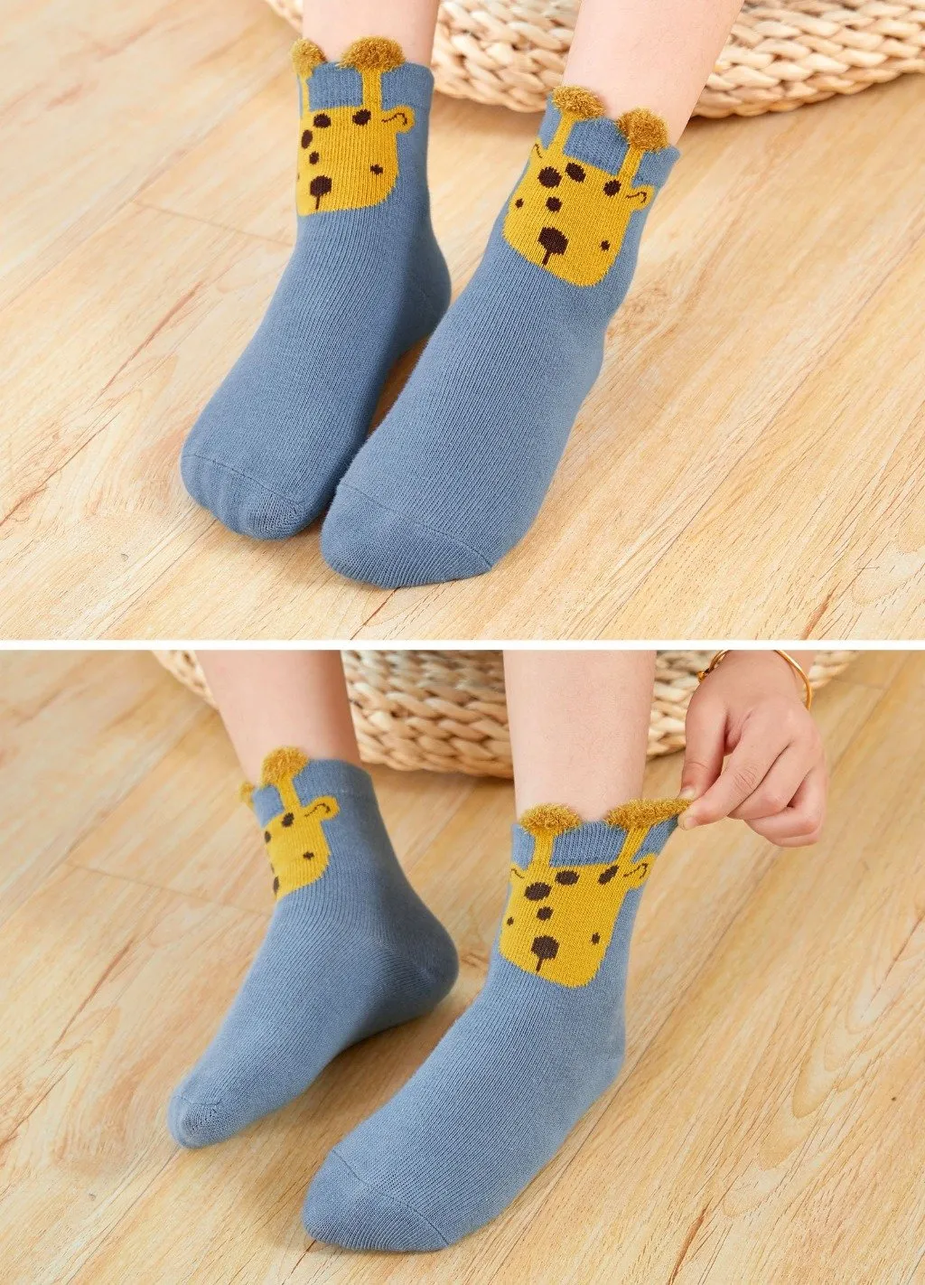 ZFSOCK Animals Safari Design Socks for Children, 5 Pairs